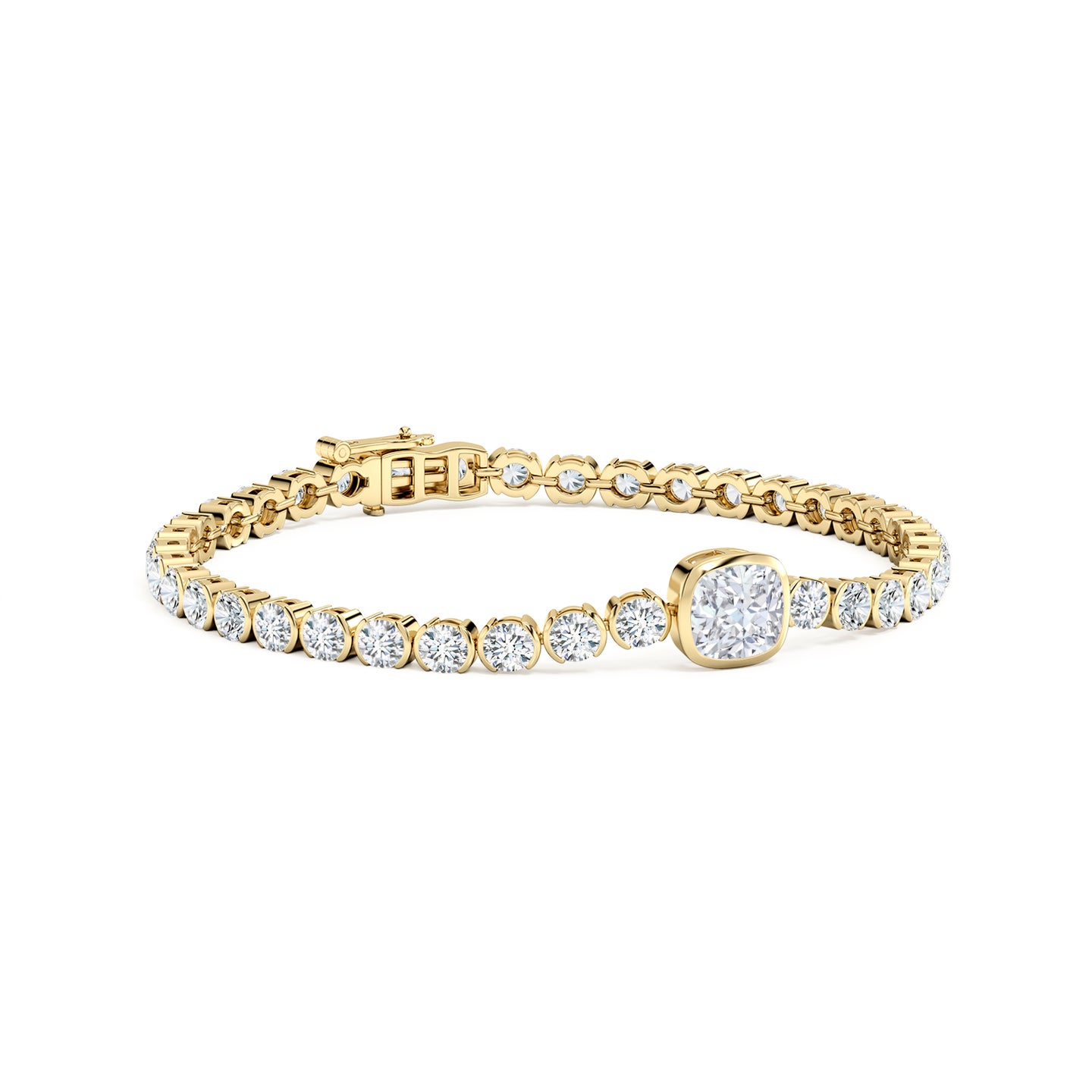 Bezel-Set Cushion Lab-Grown Diamond Tennis Bracelet