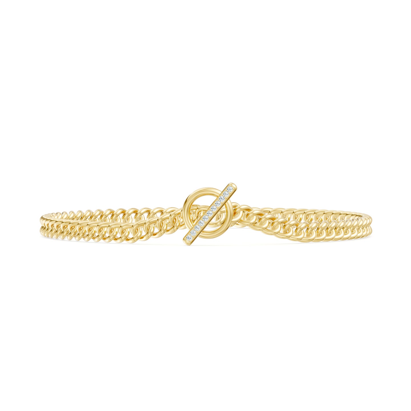 Lab-Grown Diamond Curb Chain Toggle Lock Bracelet