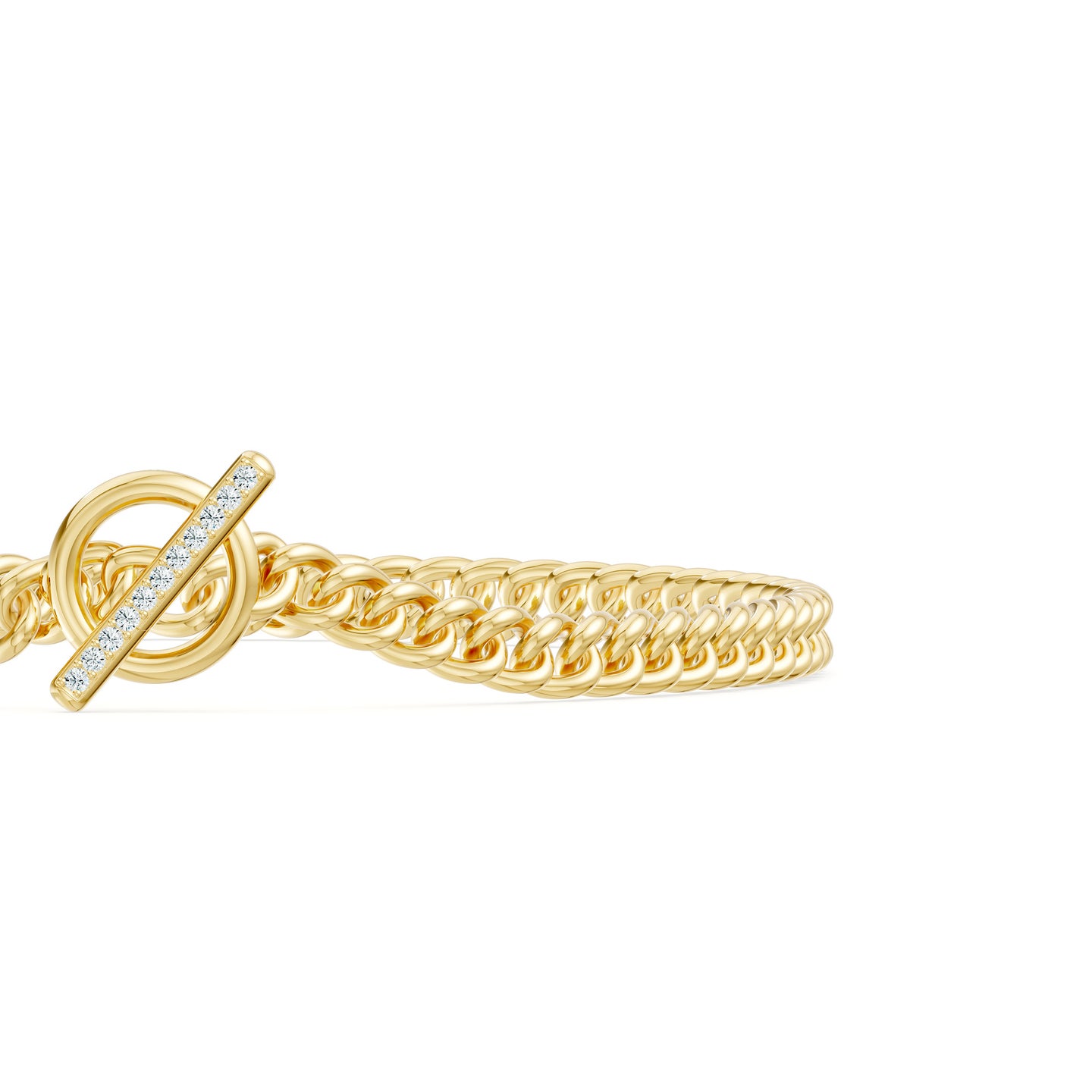 Lab-Grown Diamond Curb Chain Toggle Lock Bracelet
