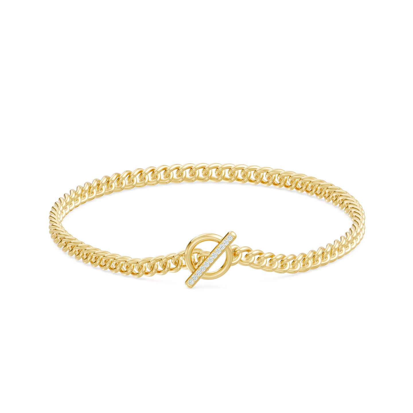 Lab-Grown Diamond Curb Chain Toggle Lock Bracelet