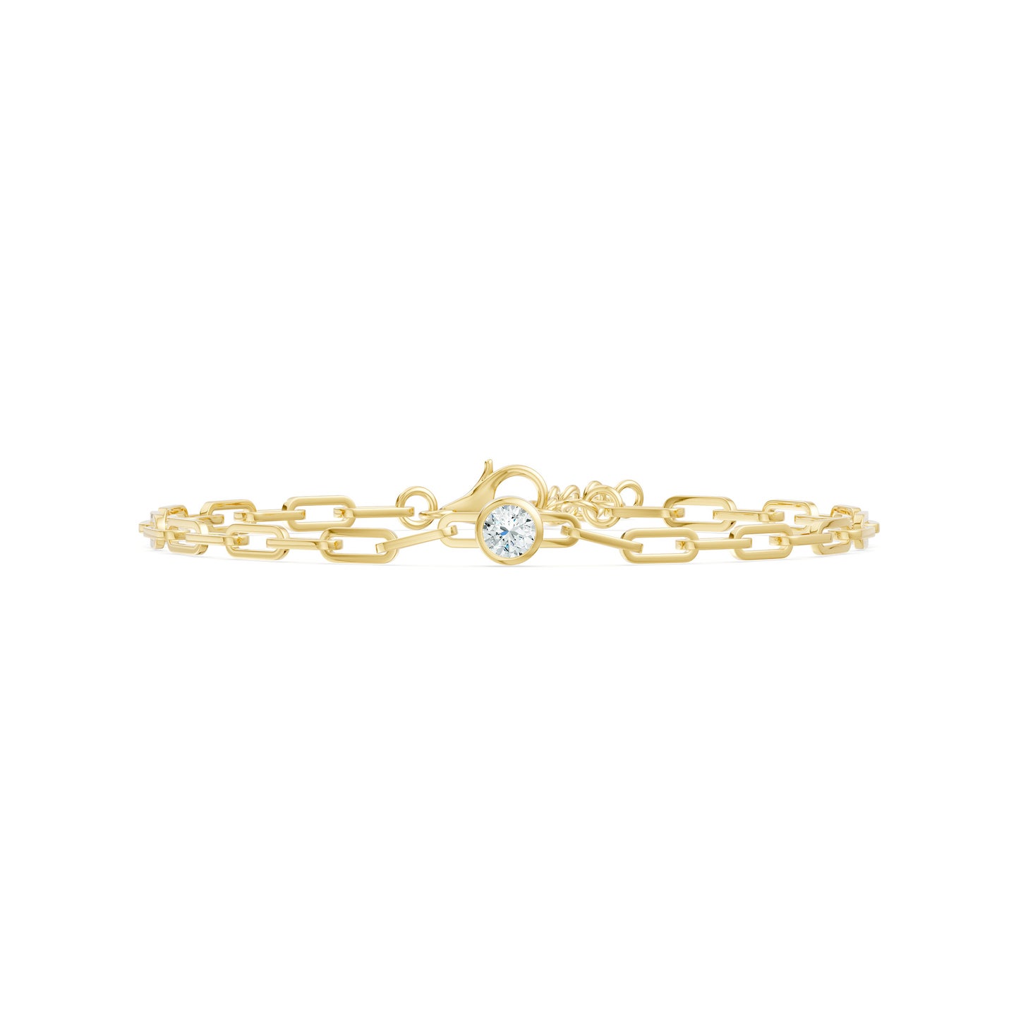 Lab-Grown Diamond Paperclip Chain Solitaire Bracelet