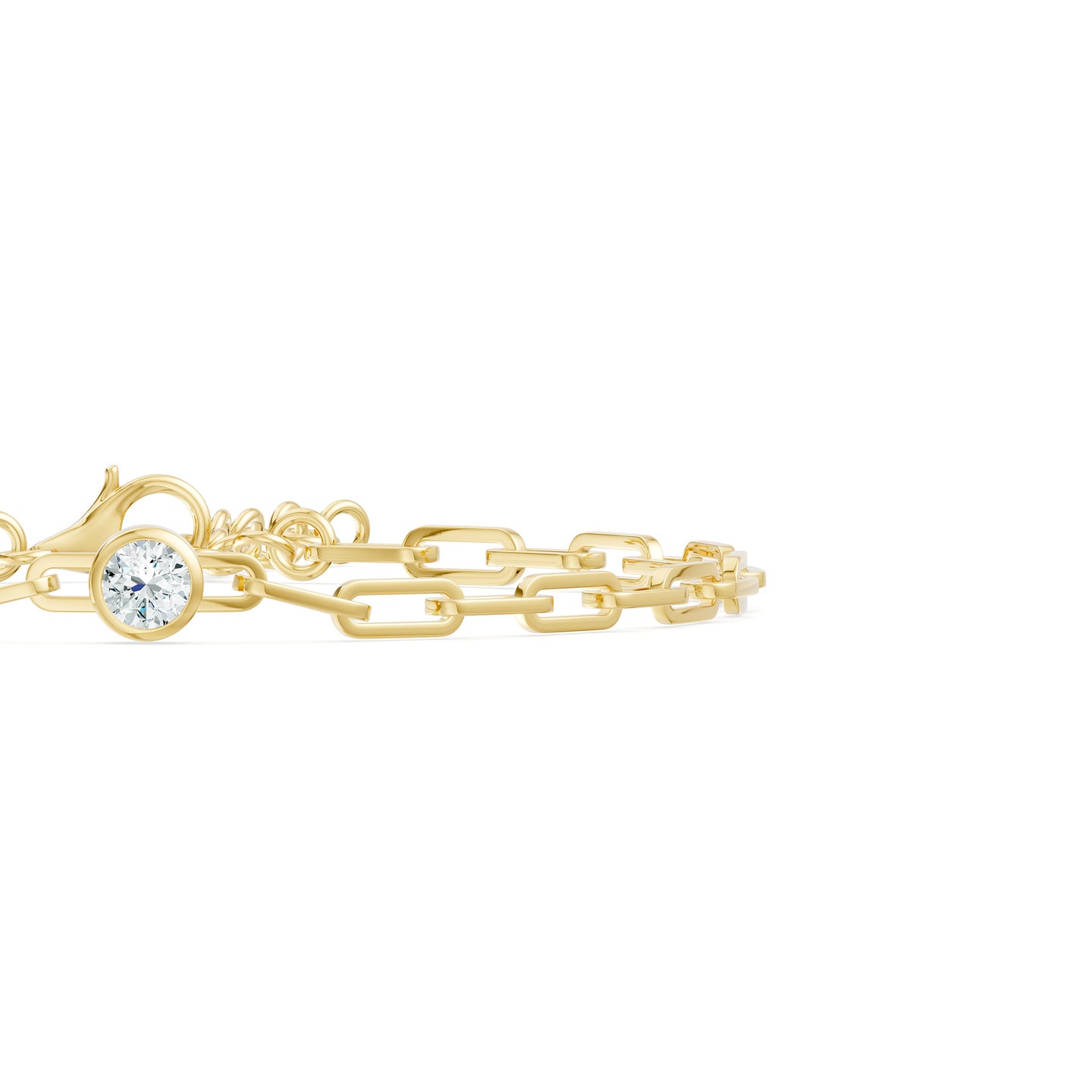 Lab-Grown Diamond Paperclip Chain Solitaire Bracelet