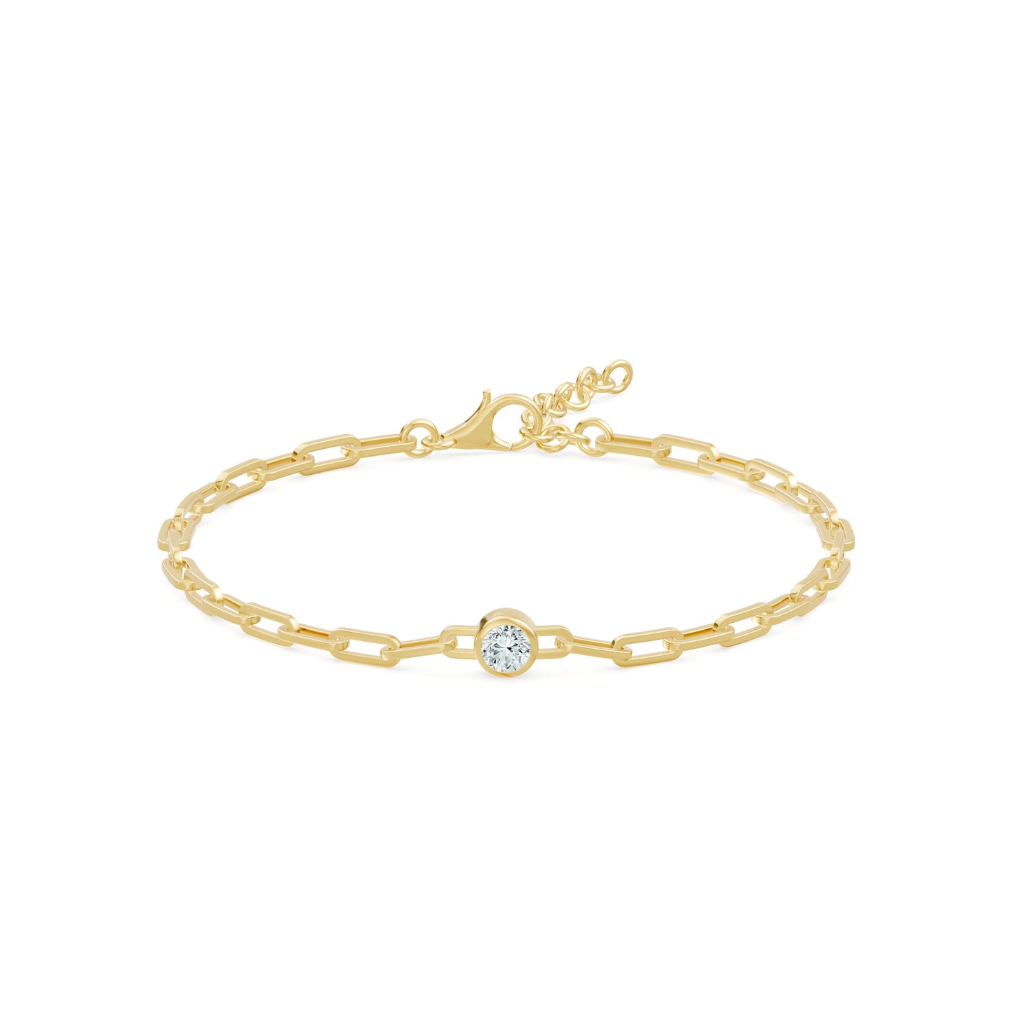 Lab-Grown Diamond Paperclip Chain Solitaire Bracelet