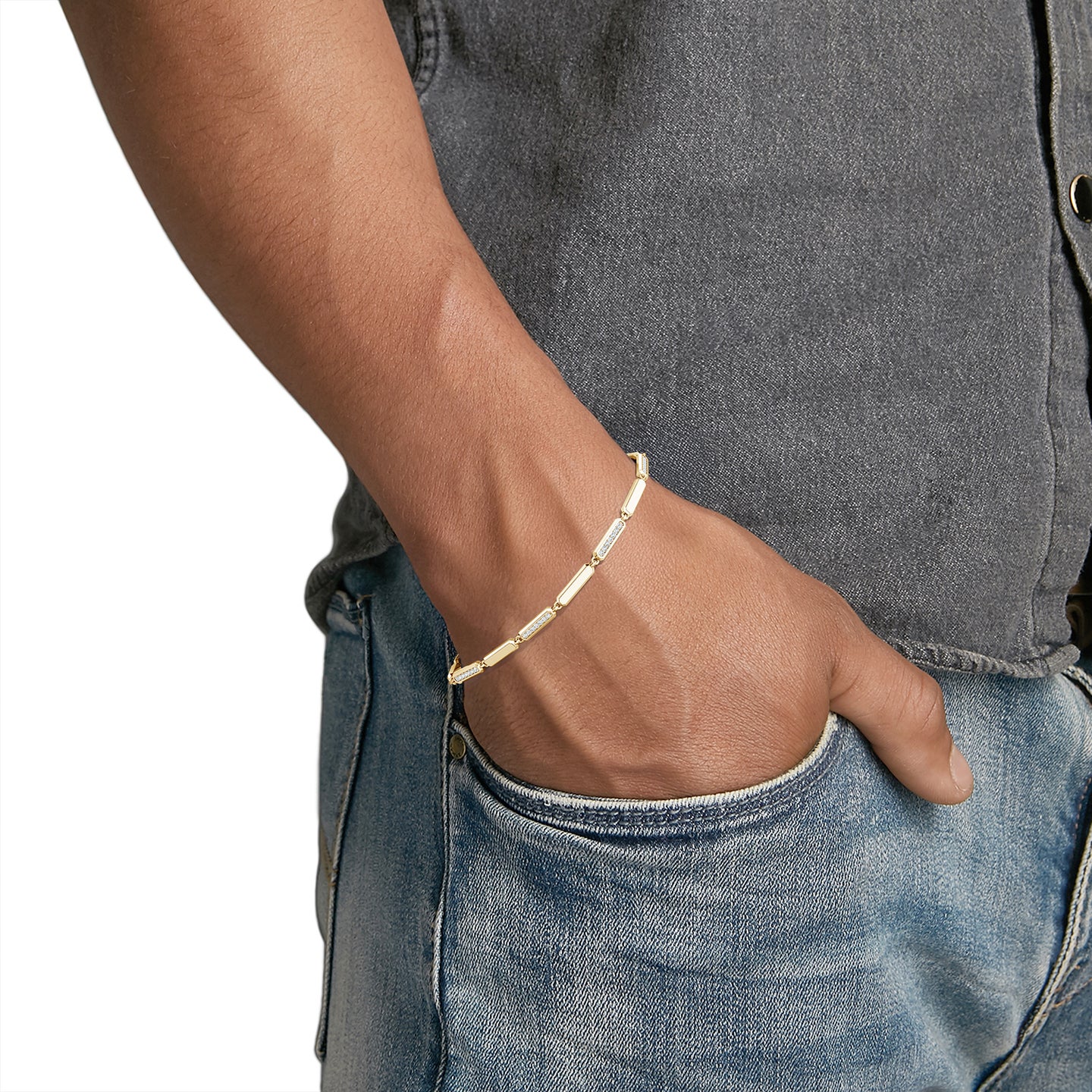 Men's Lab-Grown Diamond Medium Octagon Tennis Bracelet