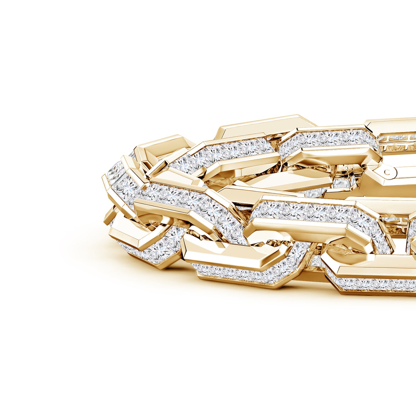 Princess-Cut Lab-Grown Diamond Men’s Elongated Octagonal Link Bracelet