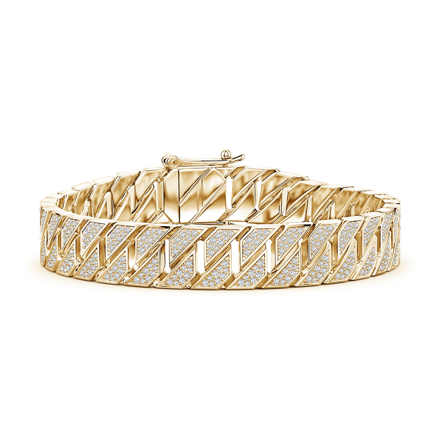 Pave Lab-Grown Diamond Men's Octagon-Shaped Link Chain Bracelet