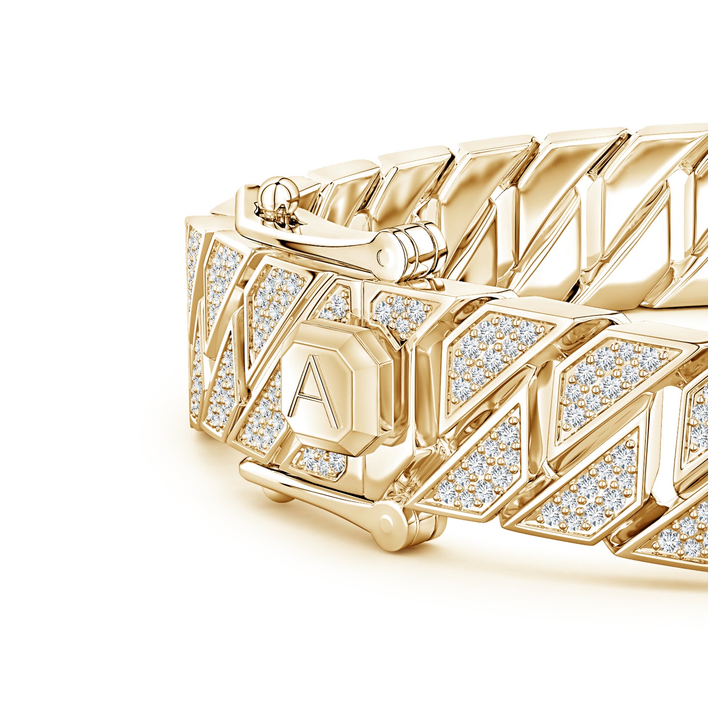 Pave Lab-Grown Diamond Men's Octagon-Shaped Link Chain Bracelet