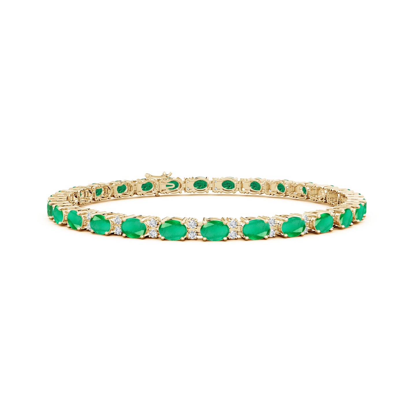 Classic Oval Emerald and Diamond Tennis Bracelet