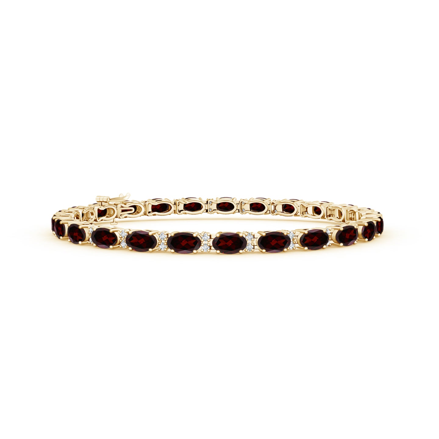 Classic Oval Garnet and Diamond Tennis Bracelet
