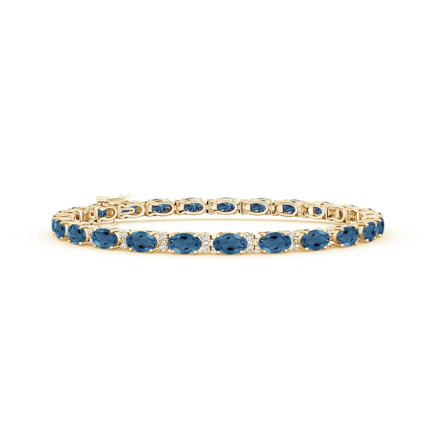 Classic Oval London Blue Topaz and Diamond Tennis Bracelet Classic Oval London Blue Topaz and Diamond Tennis Bracelet