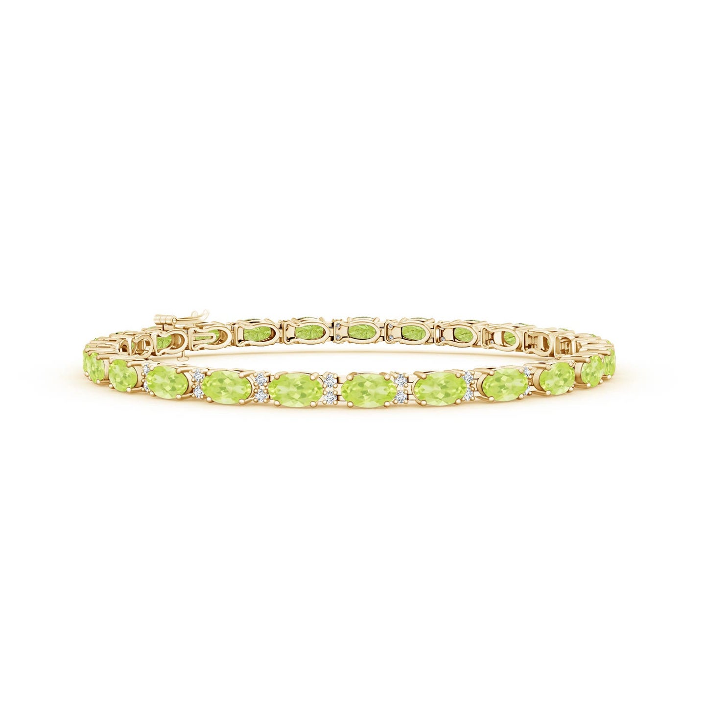 Classic Oval Peridot and Diamond Tennis Bracelet - Main Image