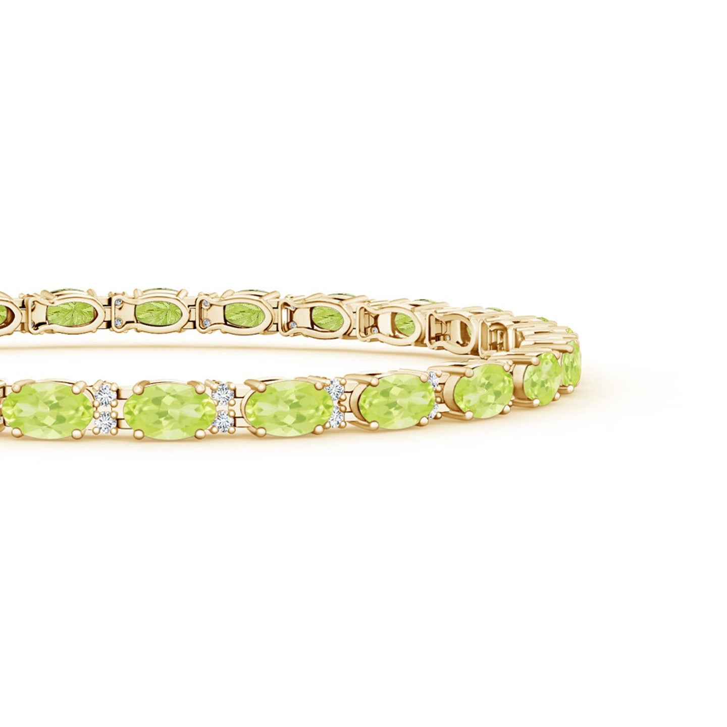 Classic Oval Peridot and Diamond Tennis Bracelet