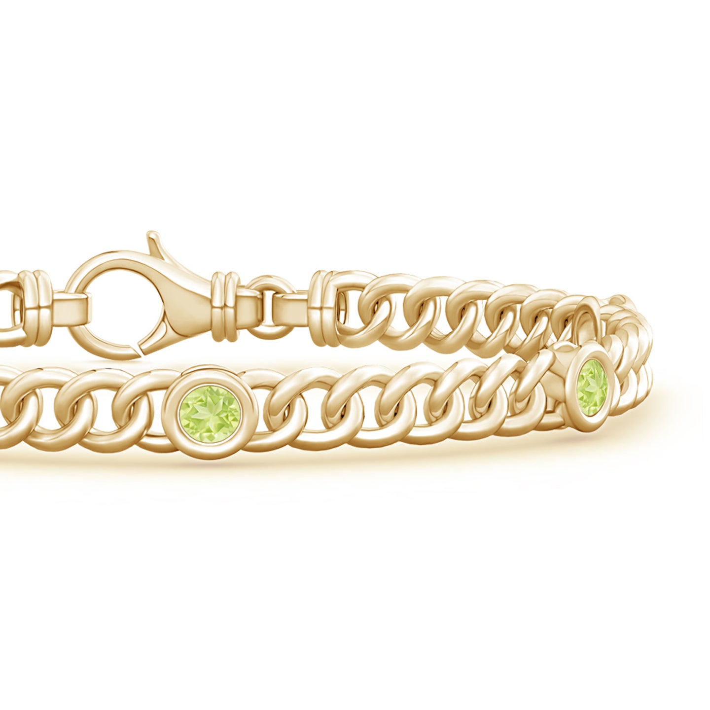 Bezel-Set Peridot Curb Chain Link Bracelet