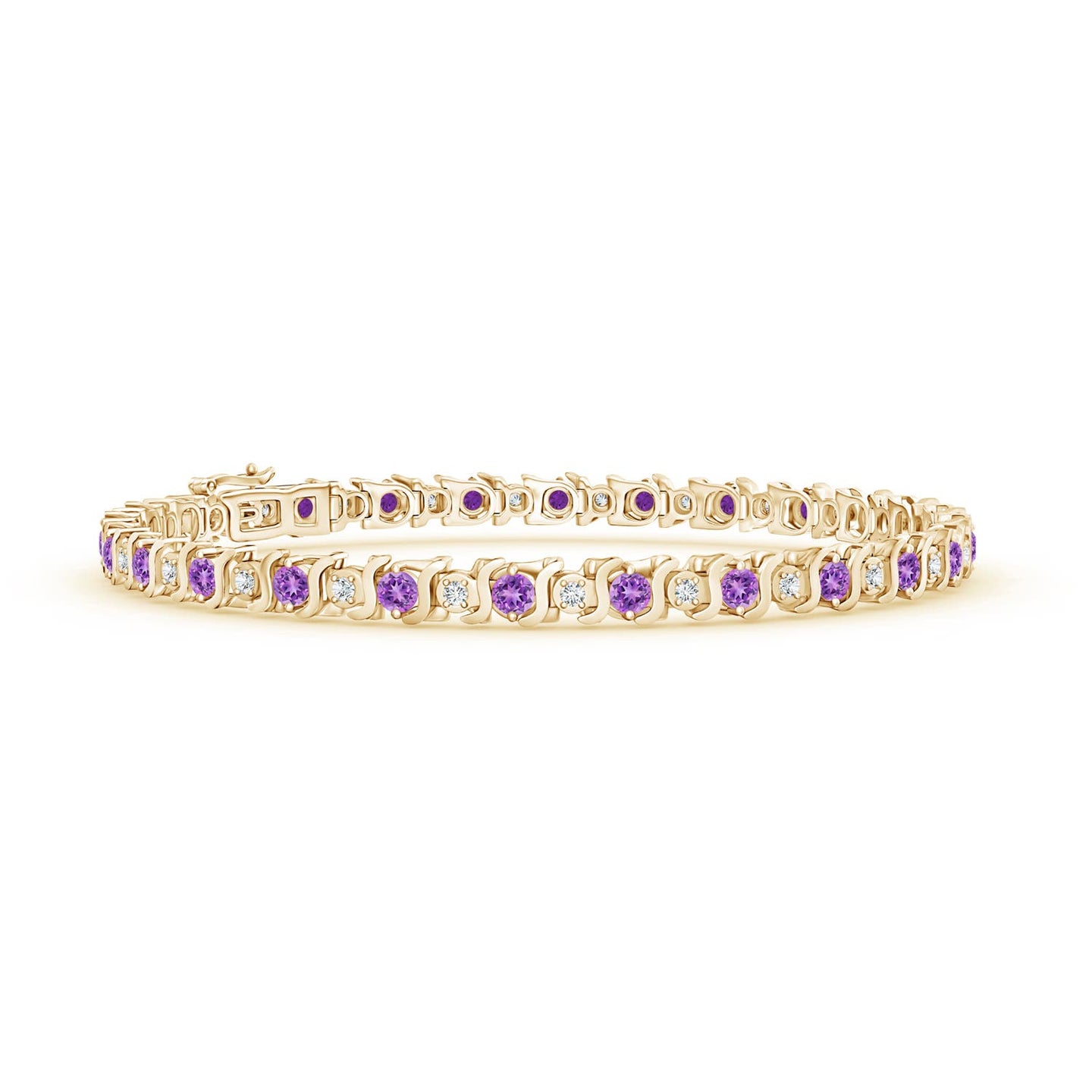 S Curl Amethyst and Diamond Tennis Bracelet