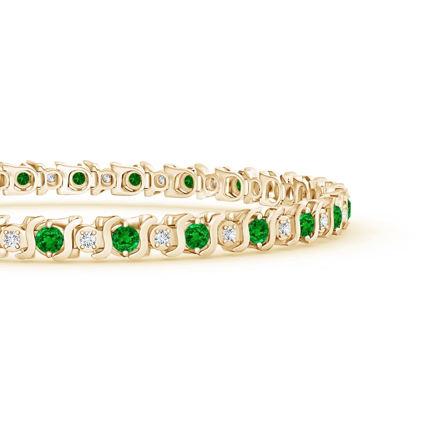 S Curl Emerald and Diamond Tennis Bracelet