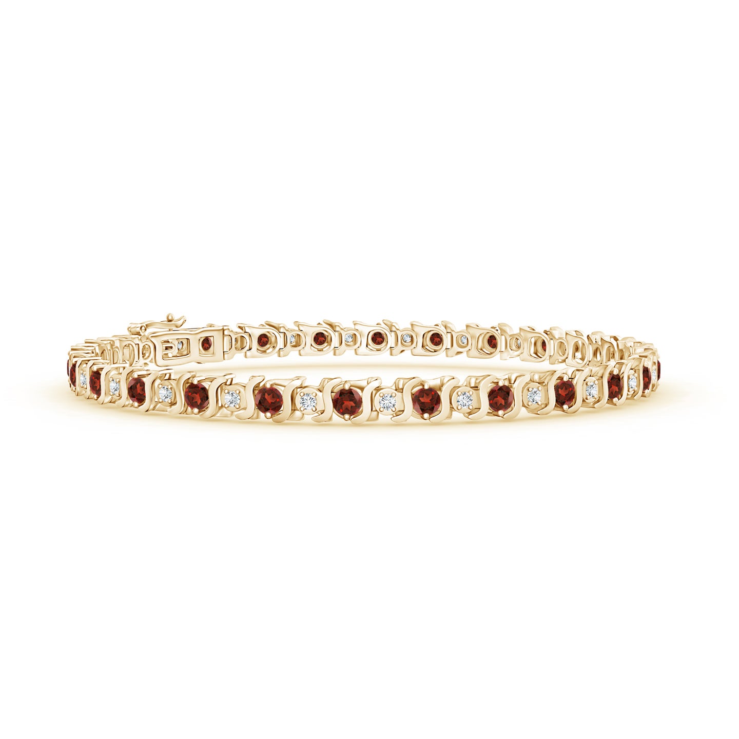 S Curl Garnet and Diamond Tennis Bracelet