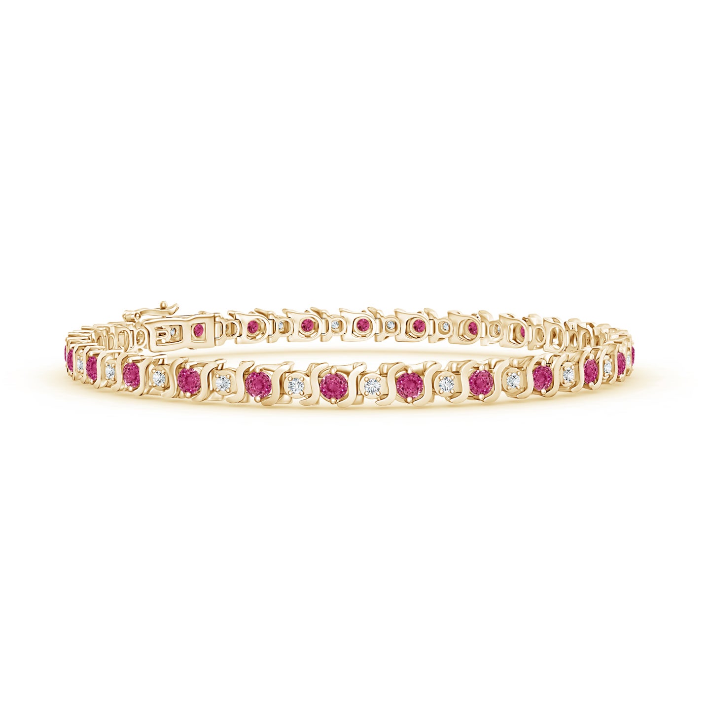 S Curl Pink Sapphire and Diamond Tennis Bracelet