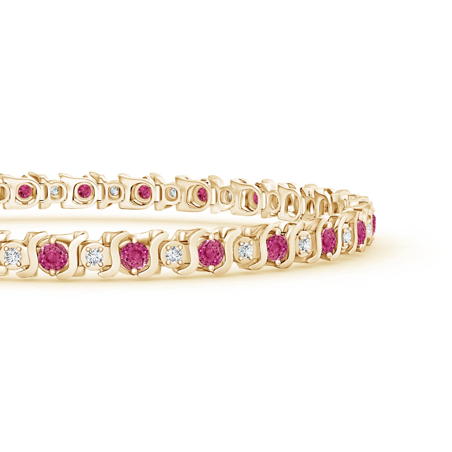 S Curl Pink Sapphire and Diamond Tennis Bracelet