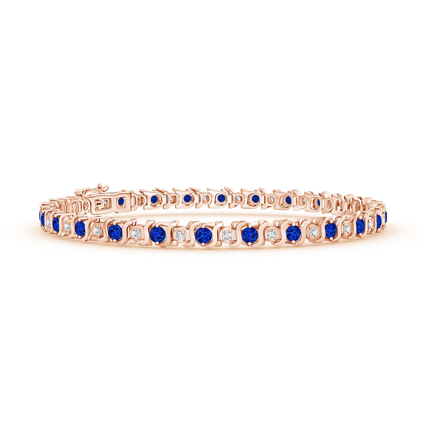 Lab-Grown S Curl Sapphire and Diamond Tennis Bracelet Lab-Grown S Curl Sapphire and Diamond Tennis Bracelet
