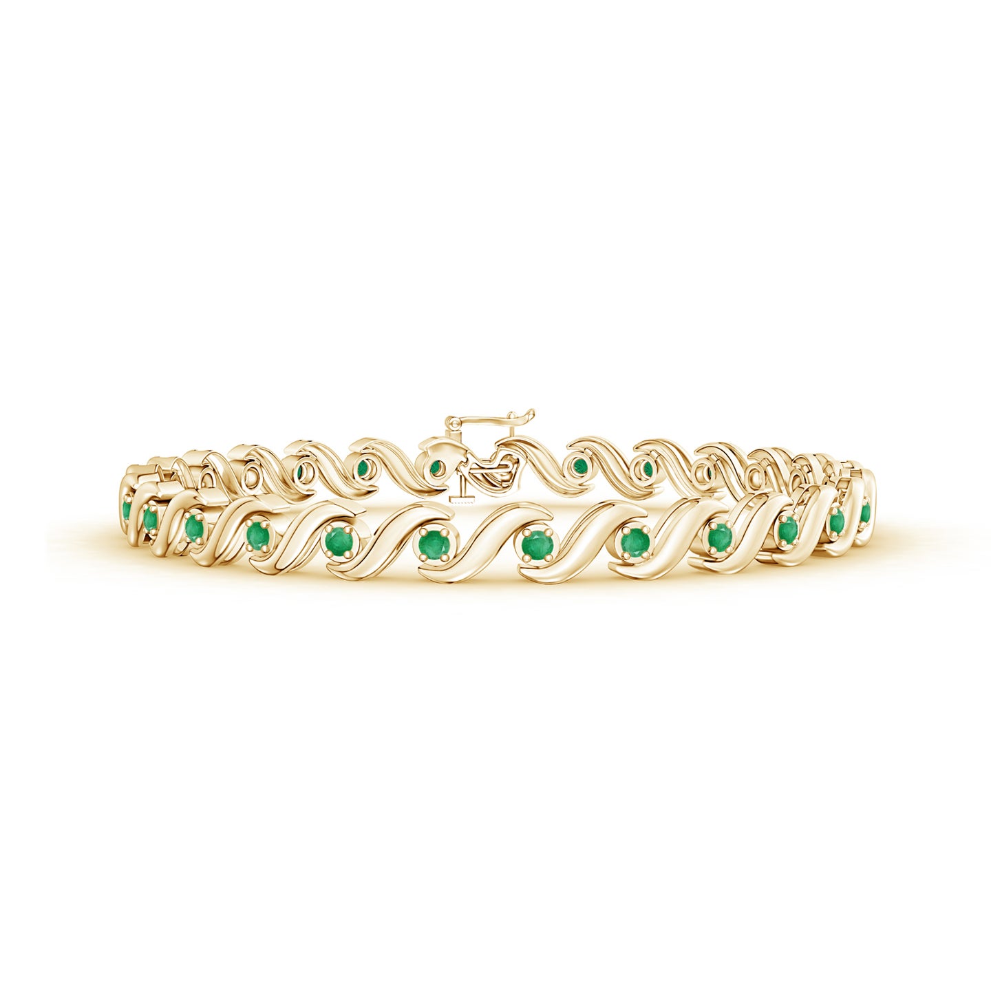 S Swirl Link Illusion Emerald Tennis Bracelet