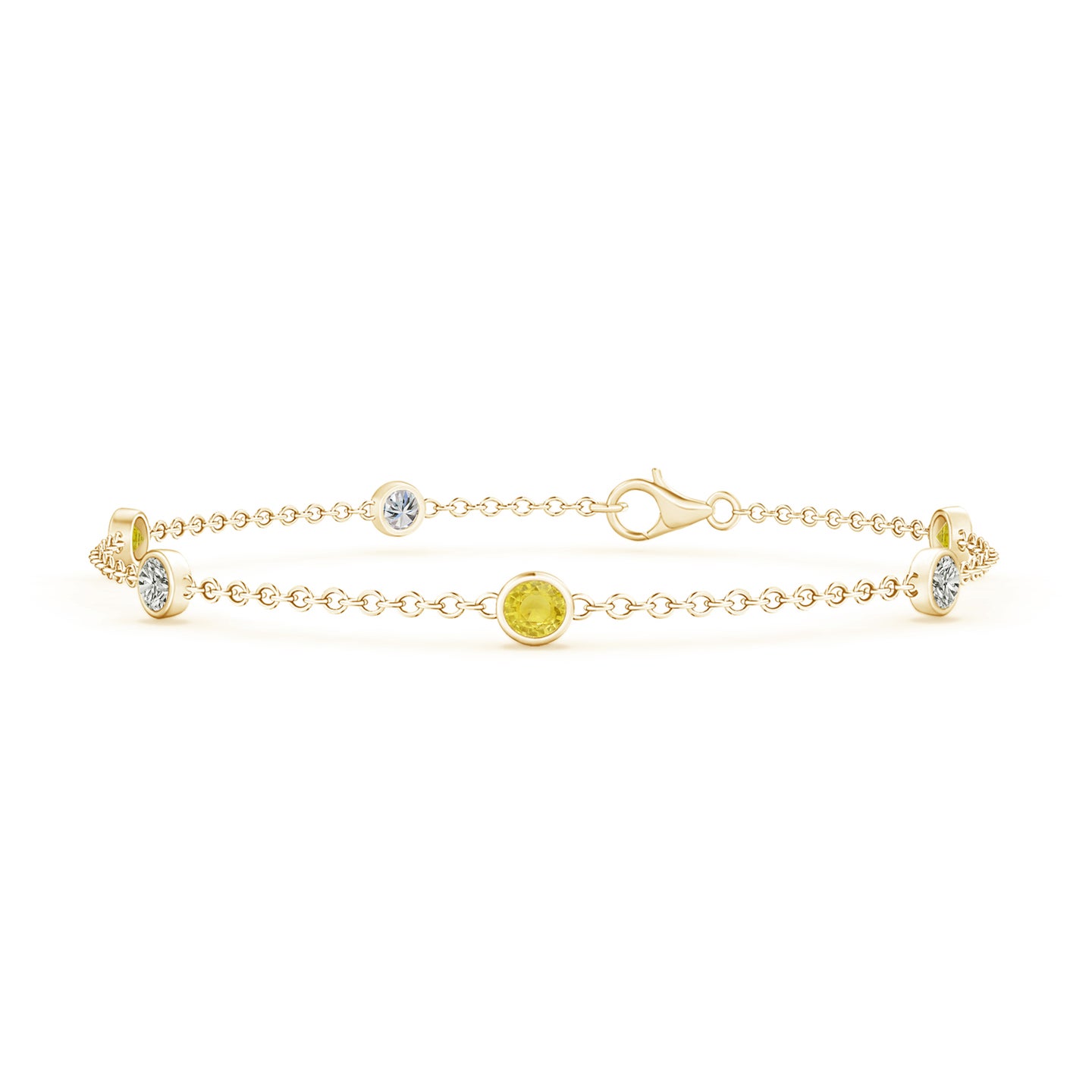 3.5mm A Bezel-Set Yellow Sapphire & Diamond Station Bracelet in Yellow Gold