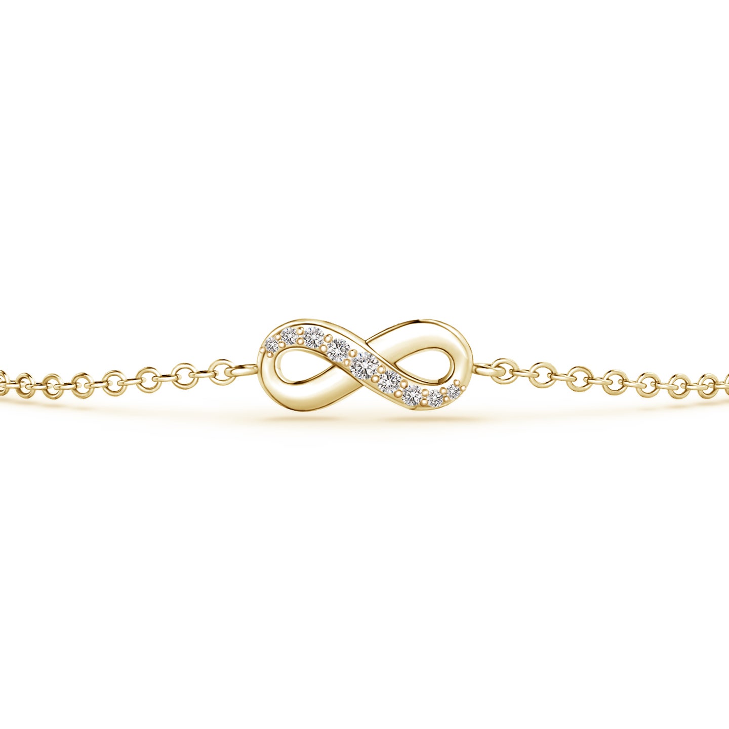 1.5mm IJI1I2 Diamond Infinity Chain Bracelet in Yellow Gold