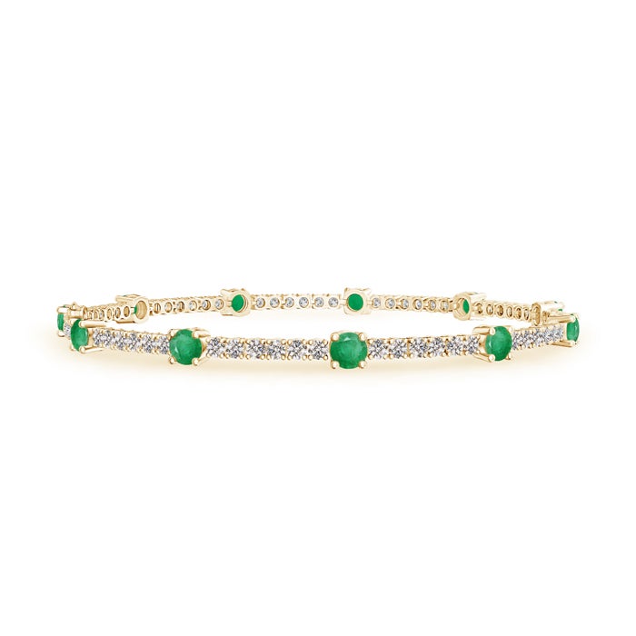 Diamond and Emerald Station Stackable Bracelet