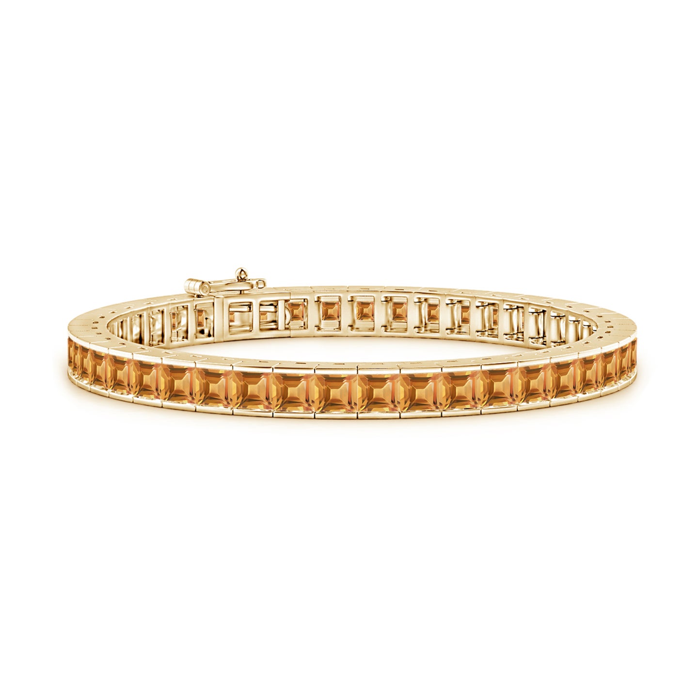 4mm A Channel-Set Square Citrine Tennis Bracelet in Yellow Gold