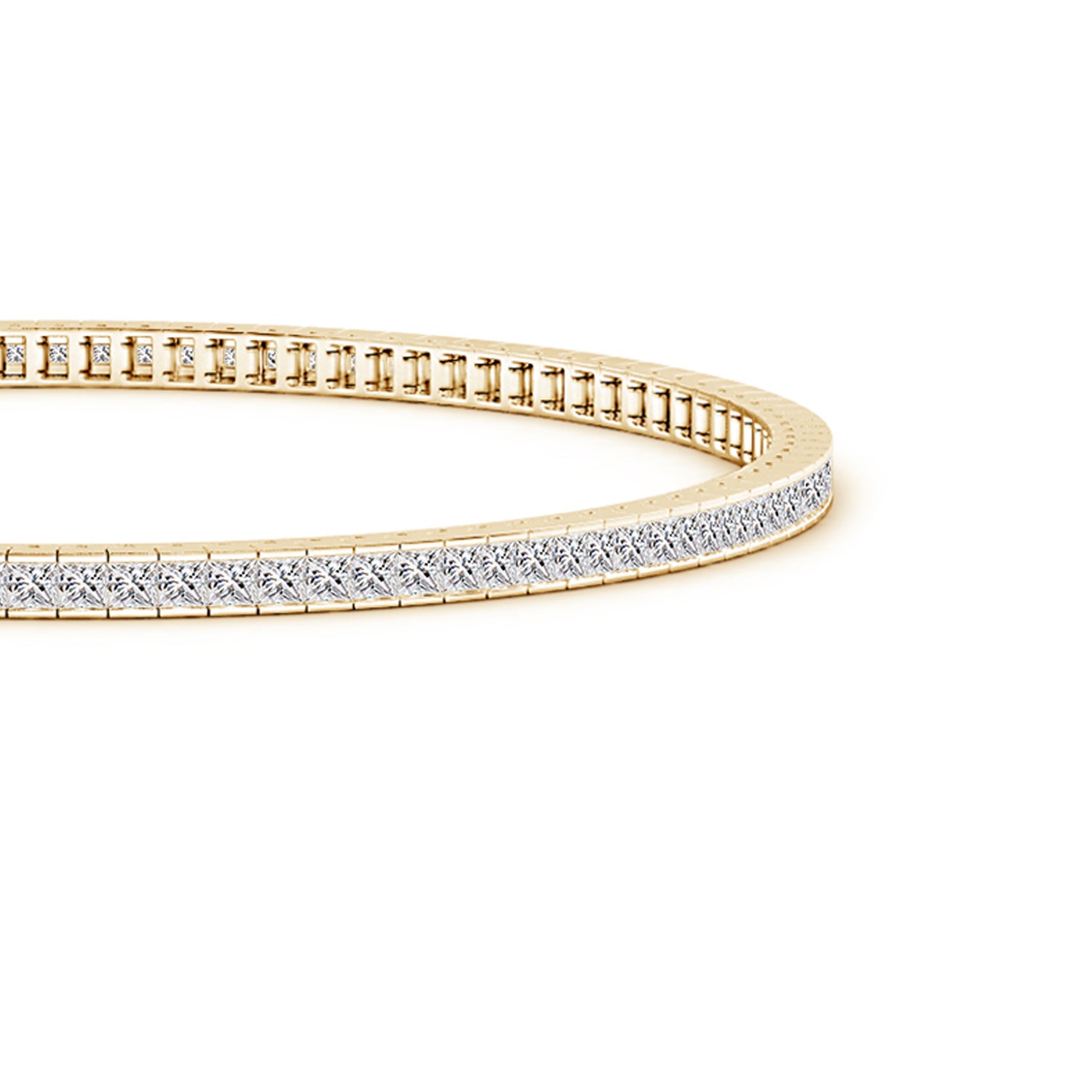 Vintage Art Deco Princess Cut Created Diamond Tennis Bracelet – Yellow Gold Finish (7 Inch)