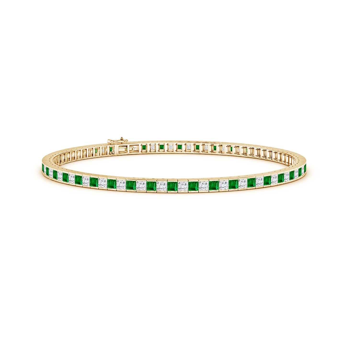 Princess-Cut Diamond and Emerald Tennis Bracelet