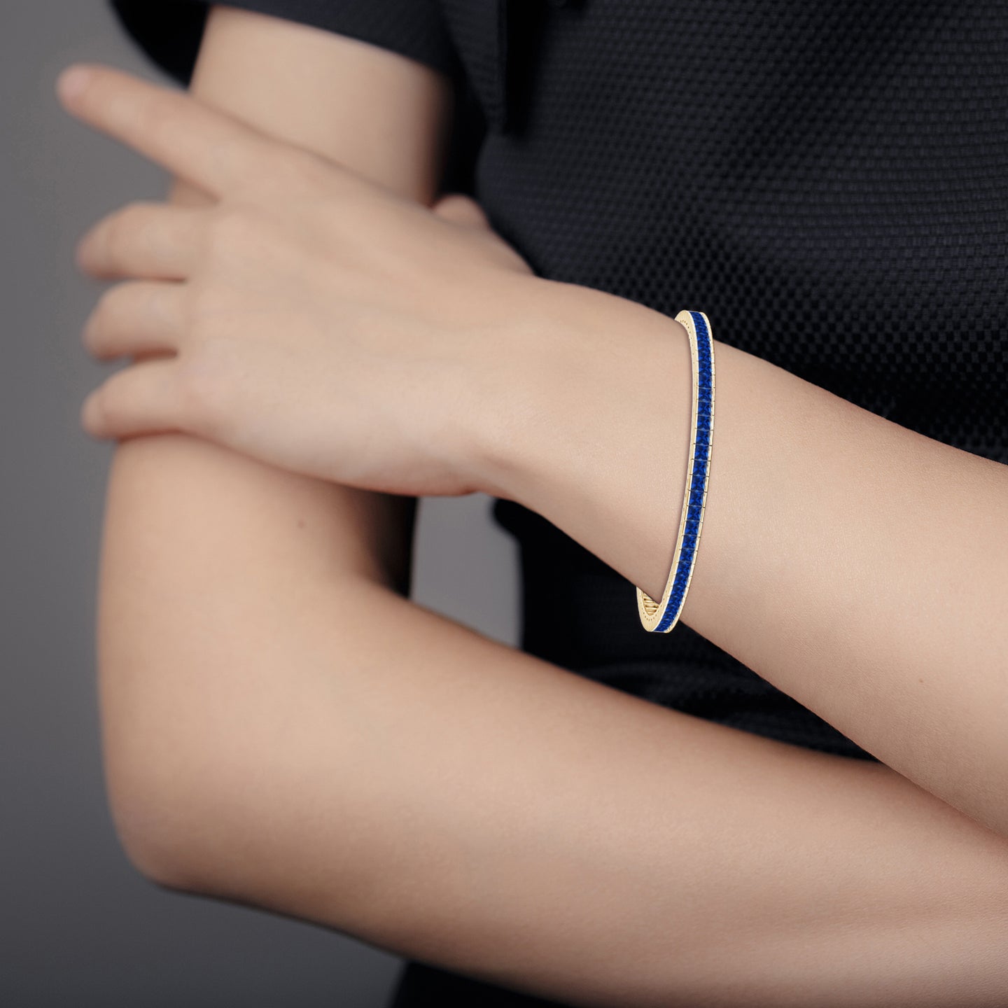 Channel-Set Square Sapphire Tennis Bracelet Channel-Set Square Sapphire Tennis Bracelet