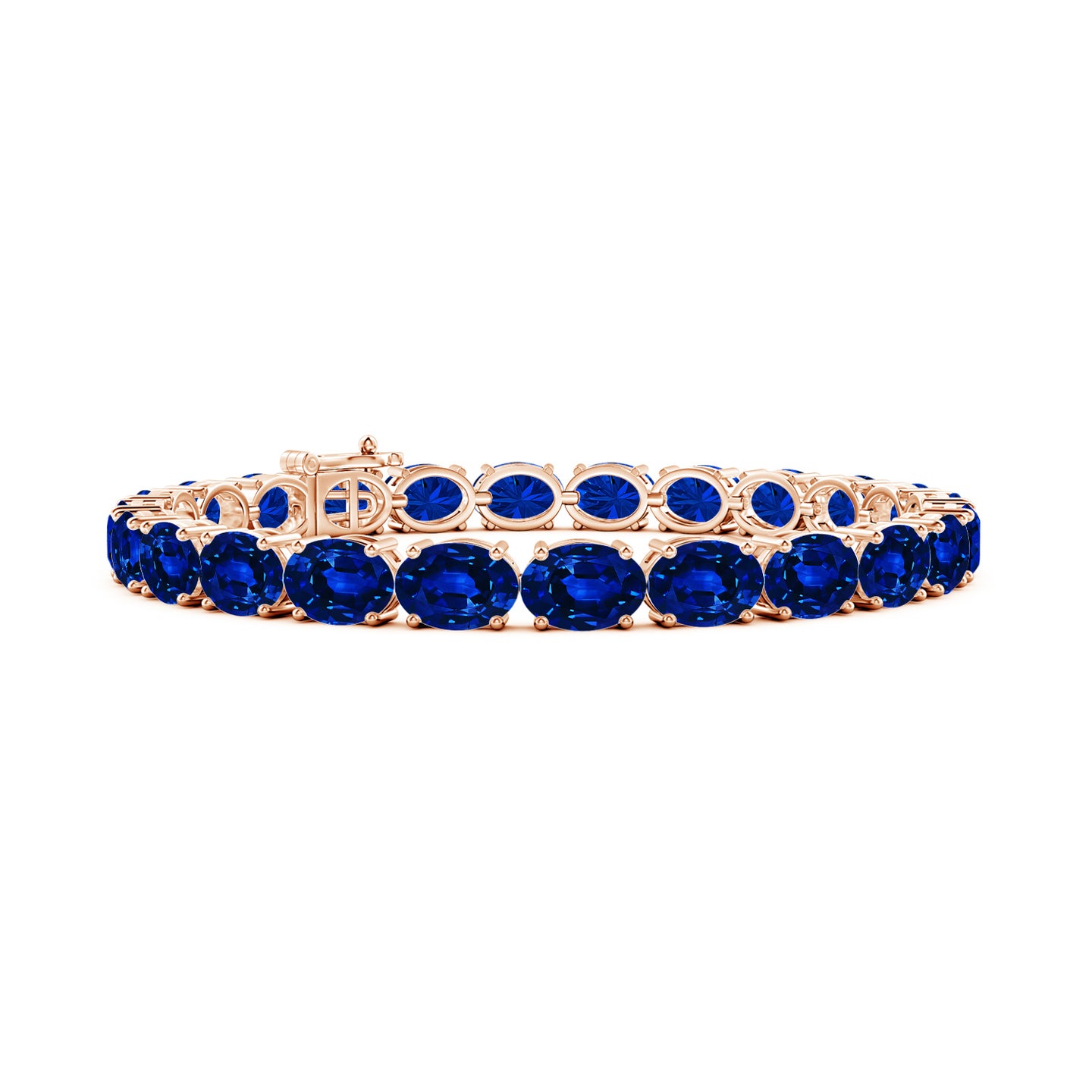 Lab-Grown Classic Oval Blue Sapphire Tennis Link Bracelet Lab-Grown Classic Oval Blue Sapphire Tennis Link Bracelet