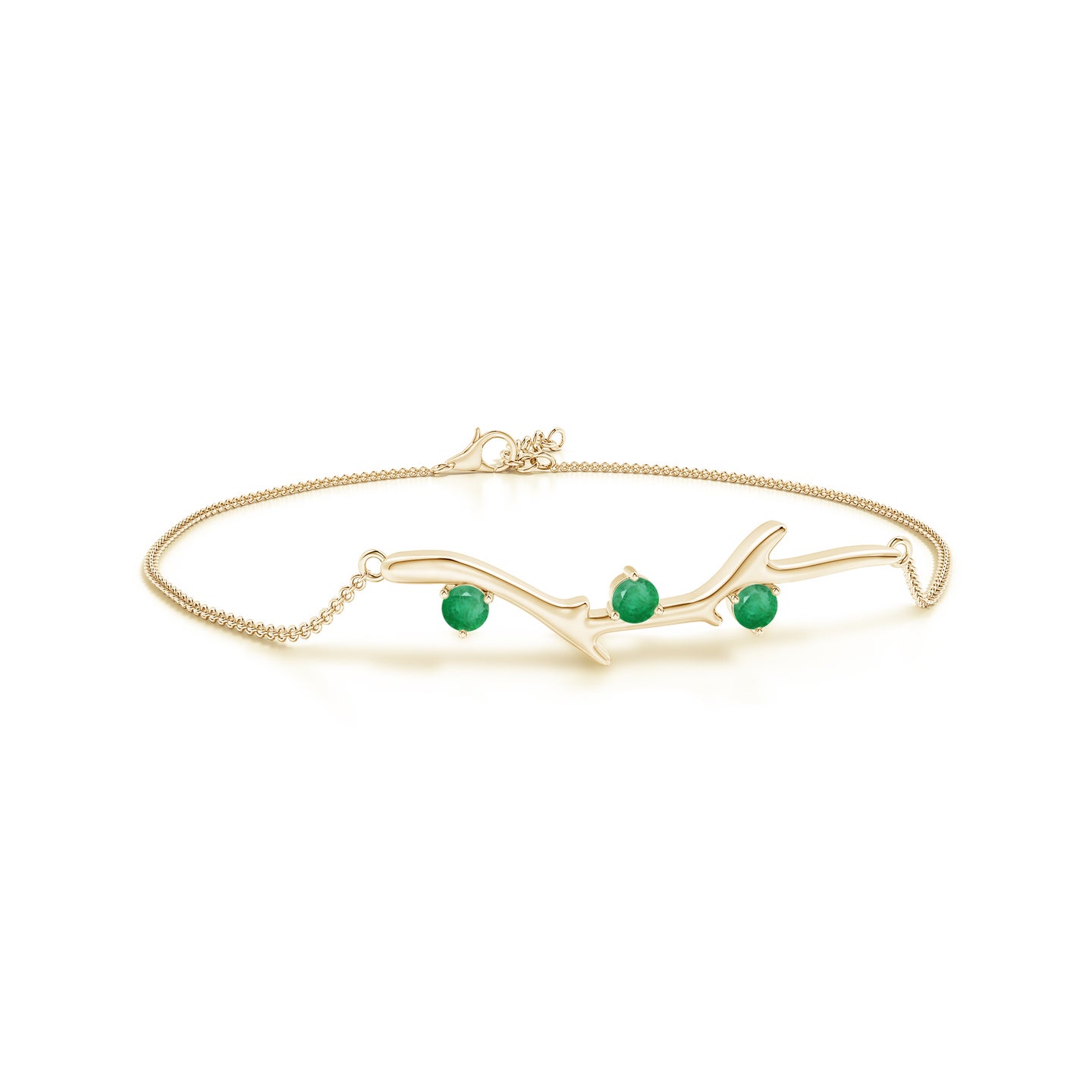 Nature Inspired Round Emerald Tree Branch Bracelet