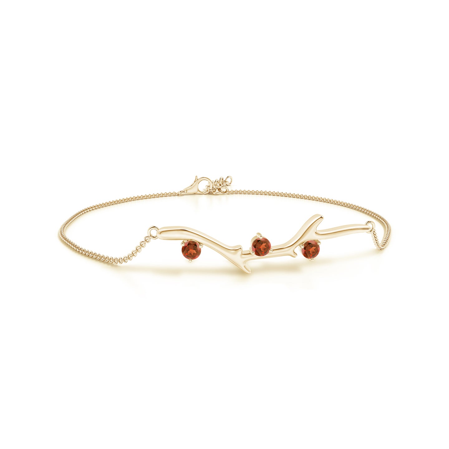 Nature Inspired Round Garnet Tree Branch Bracelet
