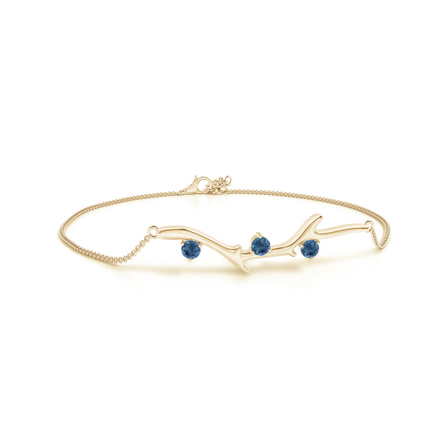 Nature Inspired Round London Blue Topaz Tree Branch Bracelet Nature Inspired Round London Blue Topaz Tree Branch Bracelet