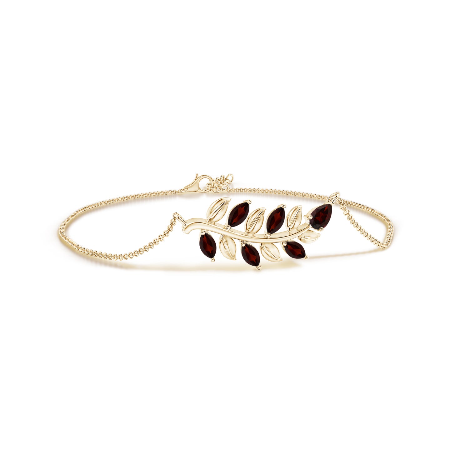Pear and Marquise Garnet Olive Branch Bracelet