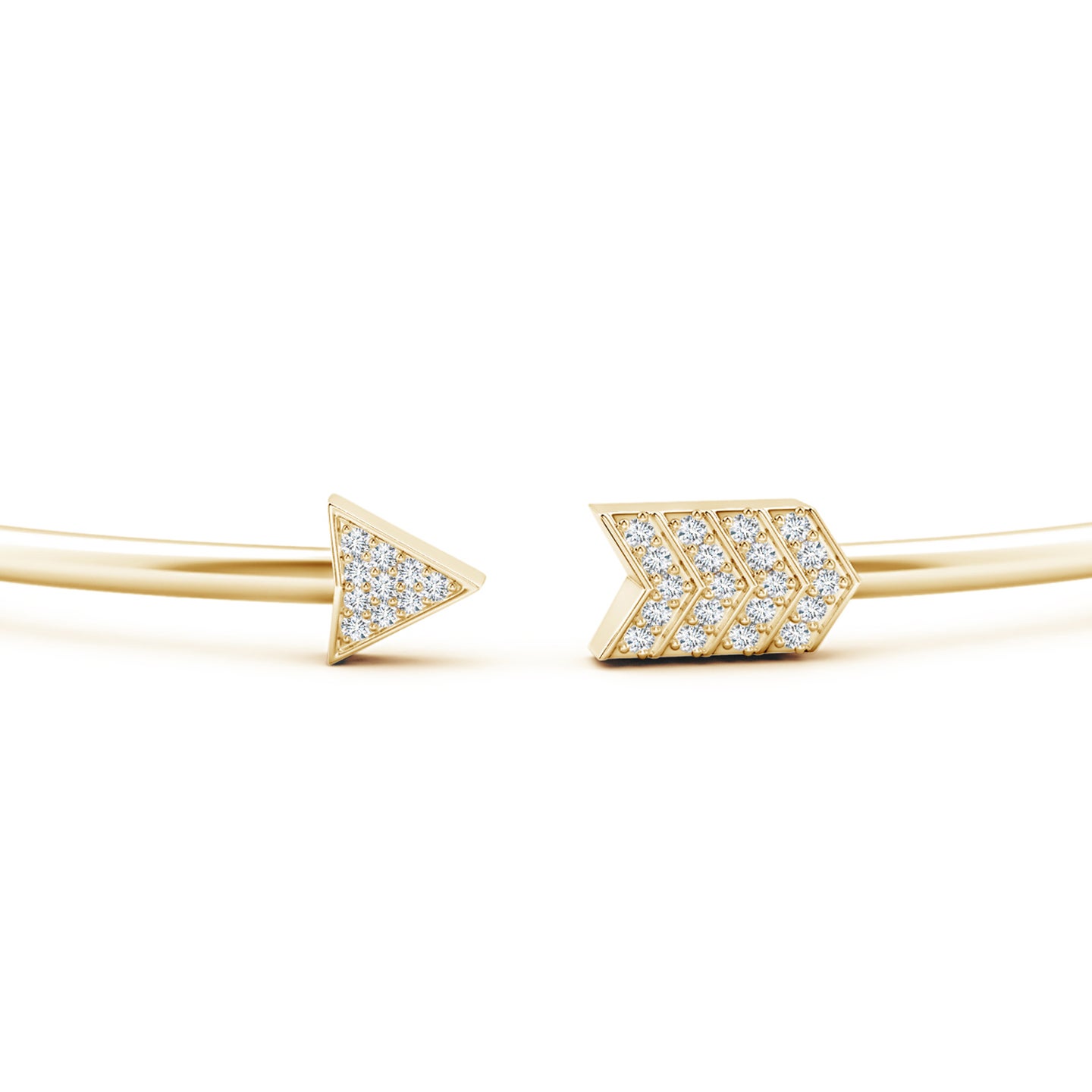 1.05mm GVS2 Pave-Set Round Diamond Open Bar Flex Bangle in Yellow Gold