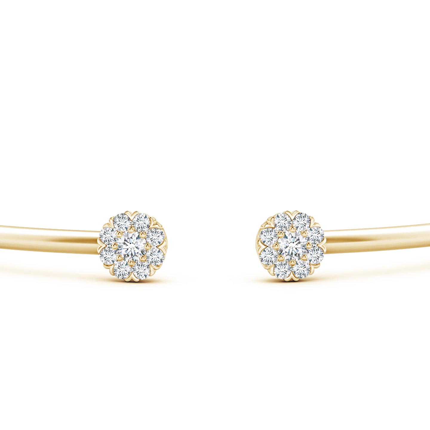 2.7mm GVS2 Diamond Halo Cluster Open Flex Bangle in Yellow Gold