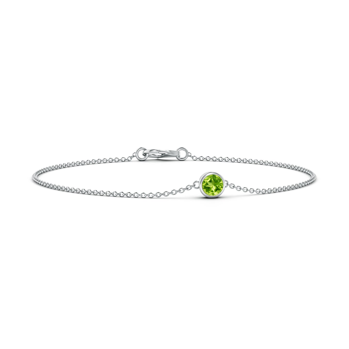 Bezel-Set Round Peridot Chain Bracelet