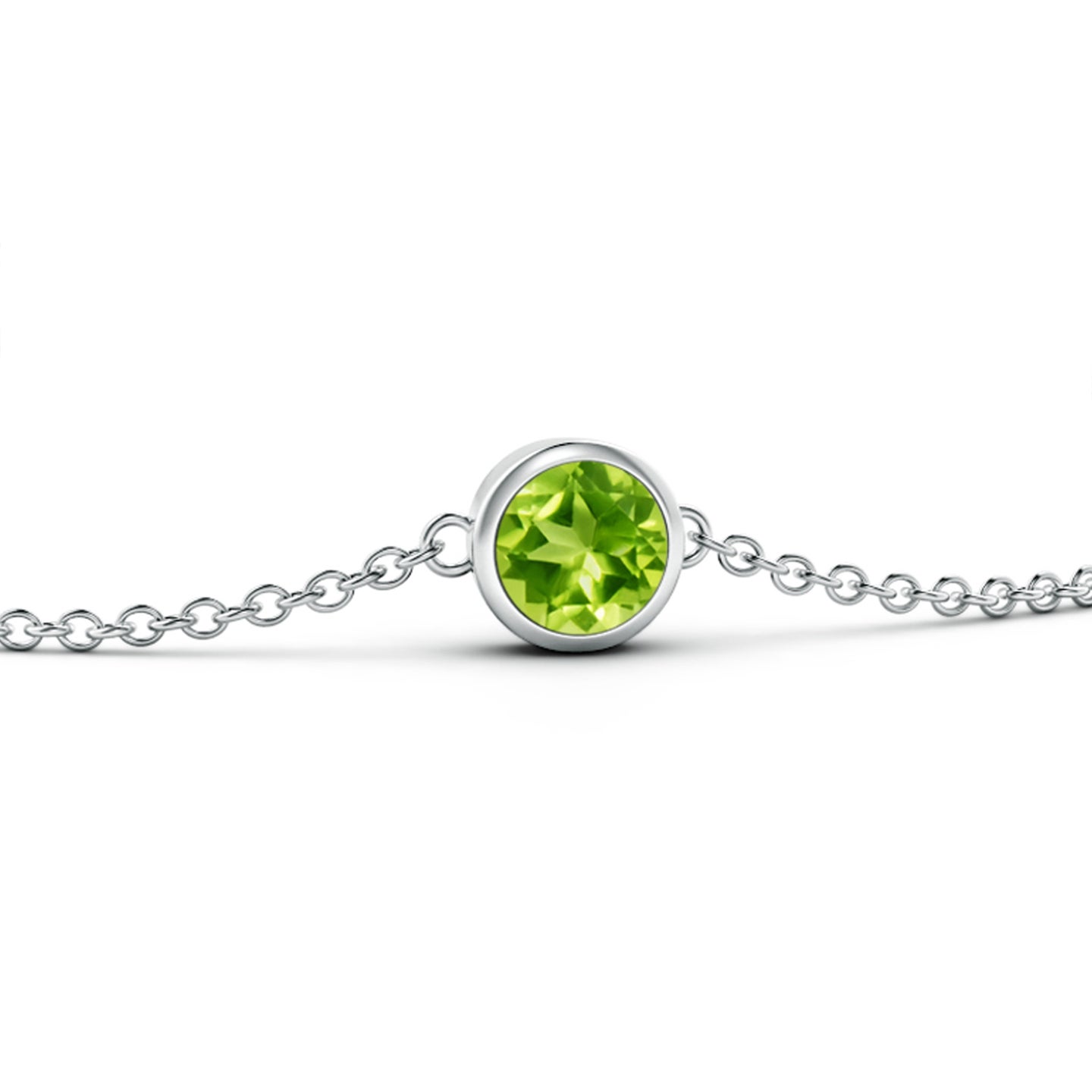 Bezel-Set Round Peridot Chain Bracelet