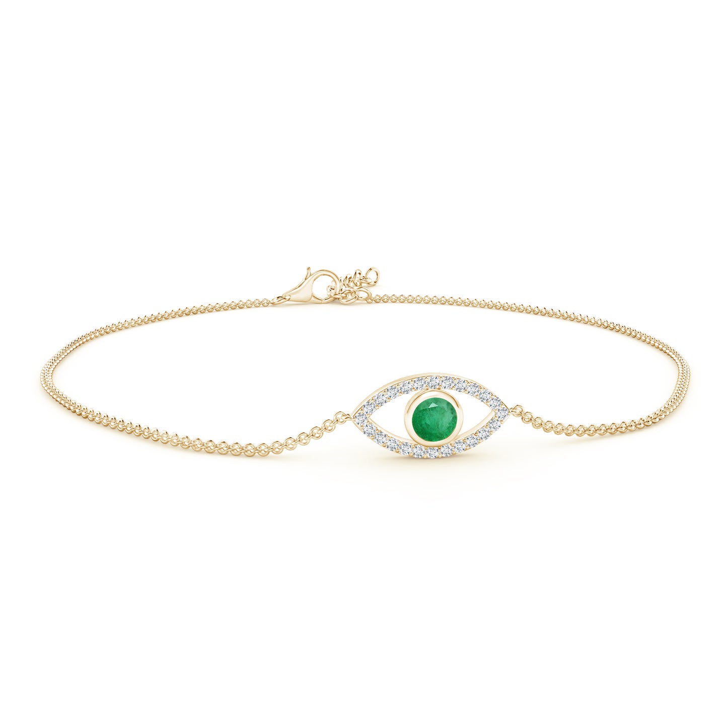 Bezel-Set Emerald and Diamond Evil Eye Bracelet