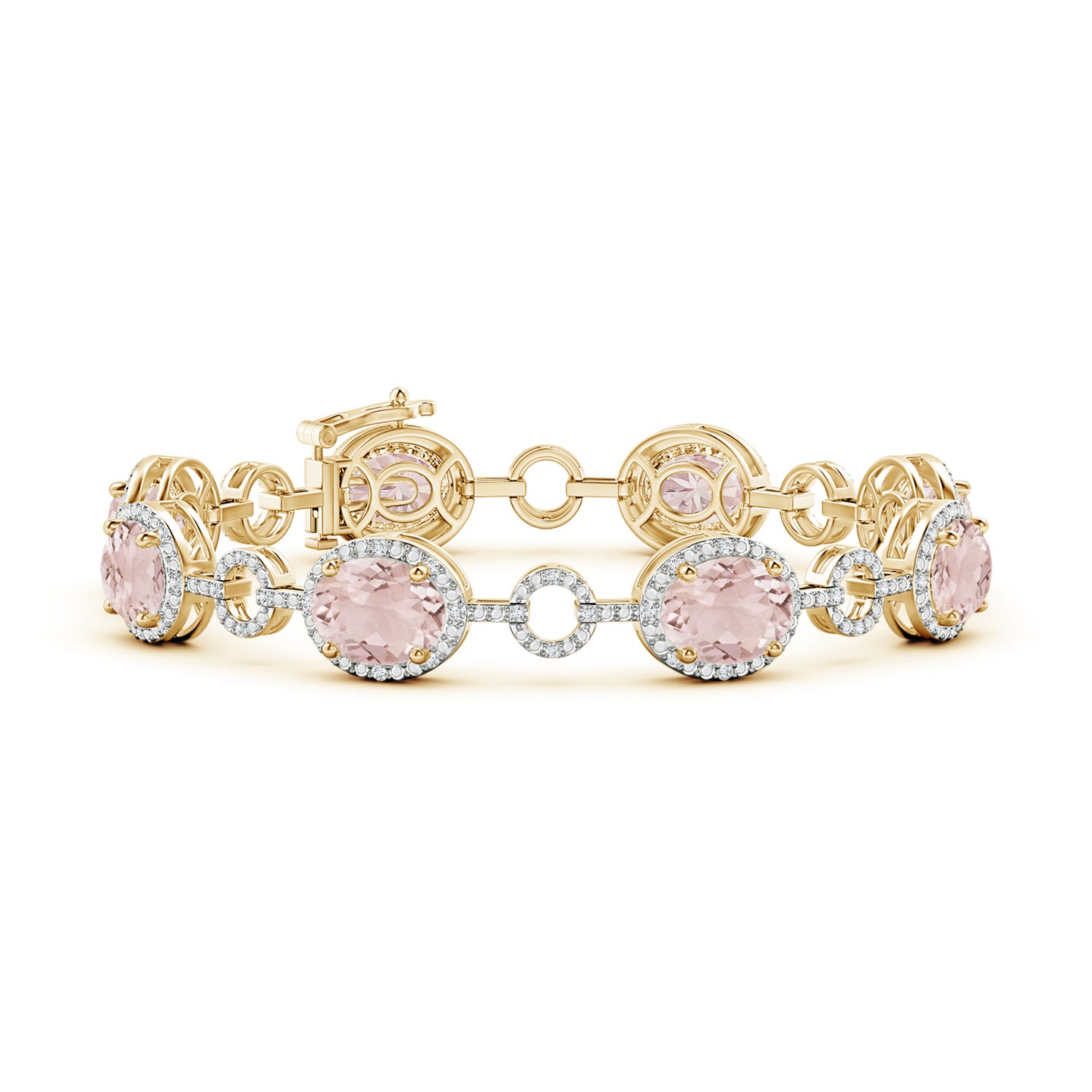 Oval Morganite Halo Open Circle Link Bracelet