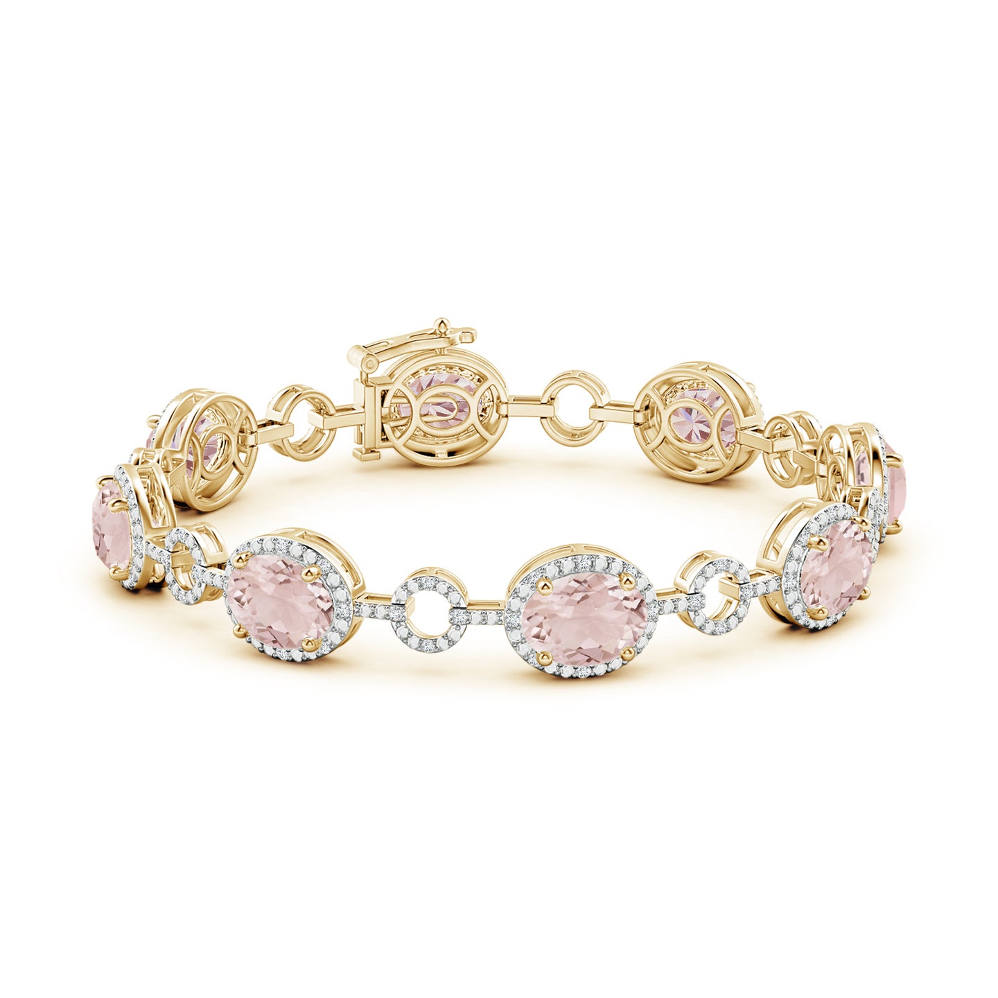 Oval Morganite Halo Open Circle Link Bracelet