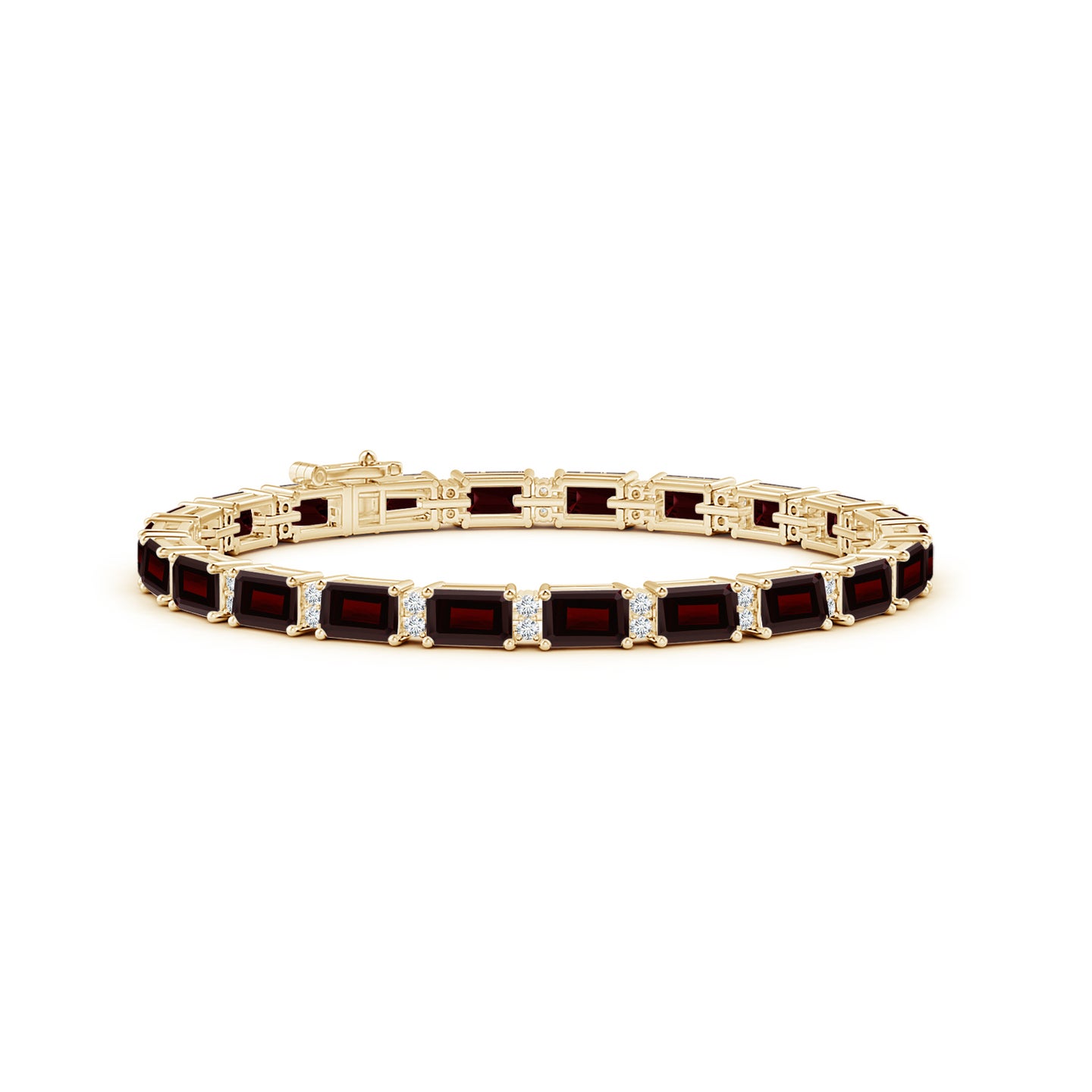 Classic Emerald-Cut Garnet Bracelet with Diamonds