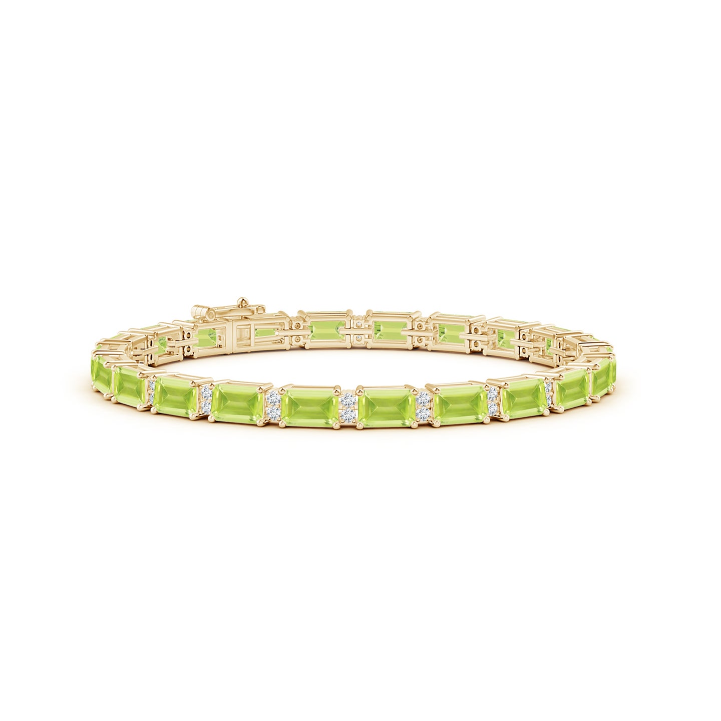 Classic Emerald-Cut Peridot Bracelet with Diamonds