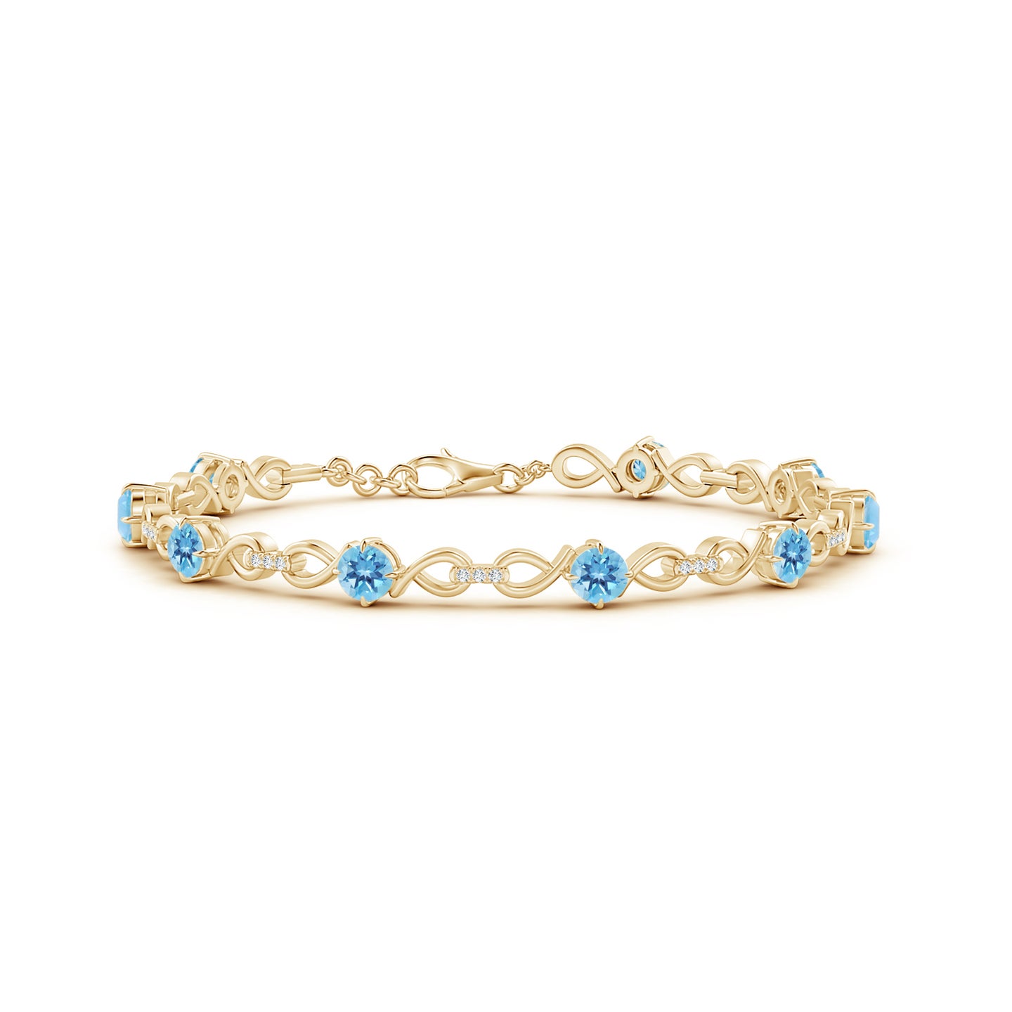 Swiss Blue Topaz And Diamond Infinity Link Bracelet