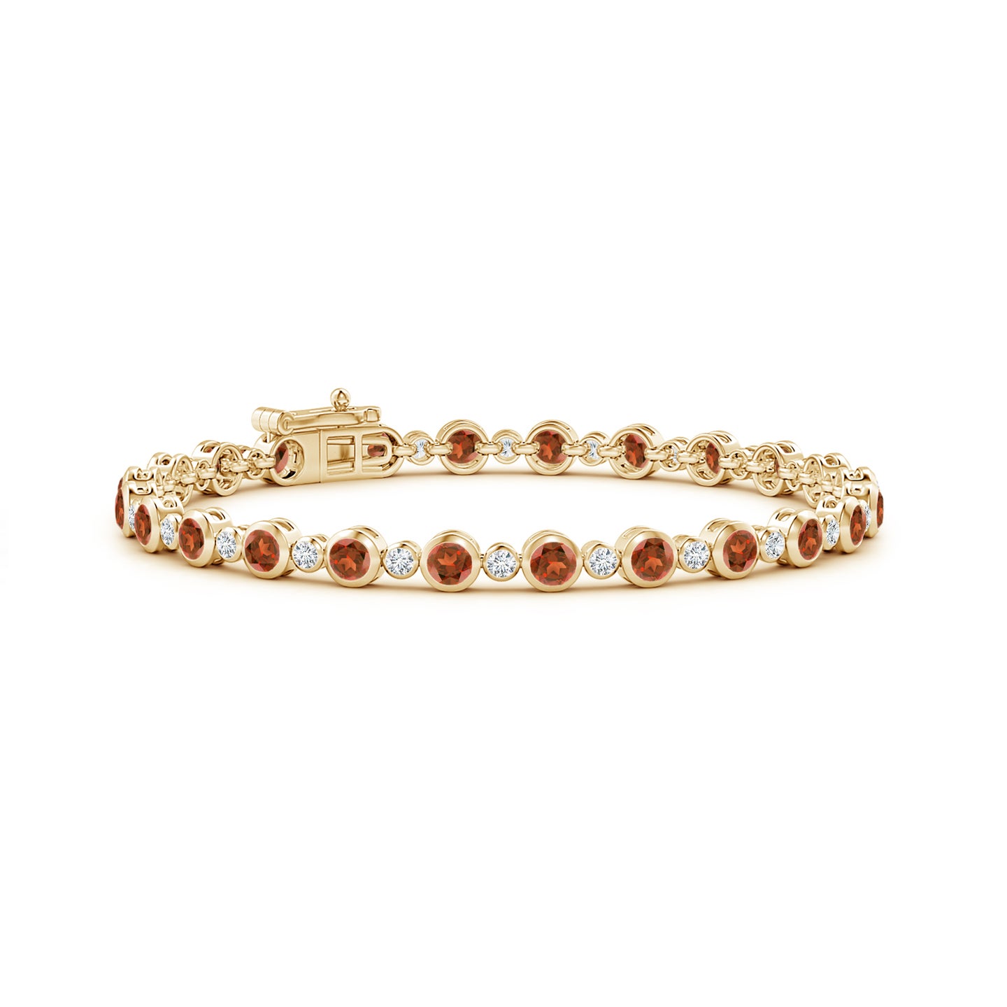Bezel-Set Garnet and Diamond Tennis Bracelet