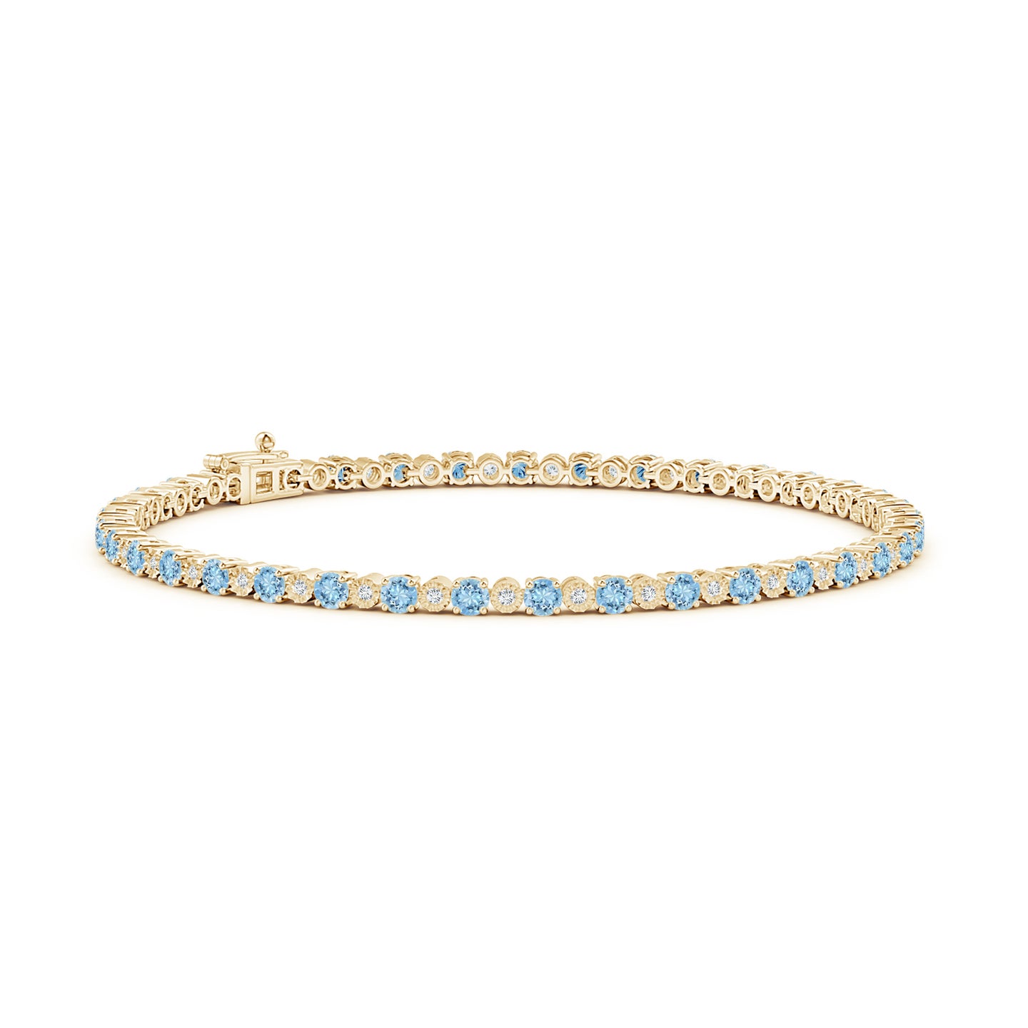 Aquamarine and Illusion Diamond Tennis Bracelet