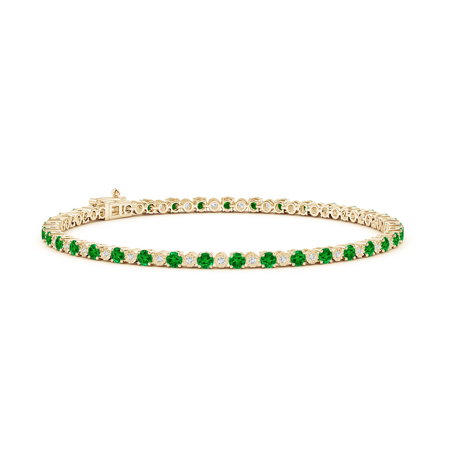 Emerald and Illusion Diamond Tennis Bracelet