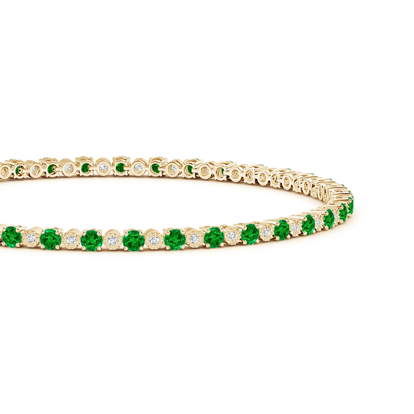Emerald and Illusion Diamond Tennis Bracelet